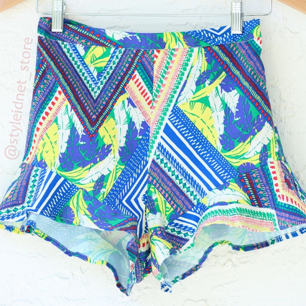 Tropical Ruffled High Waist Boheme Short
